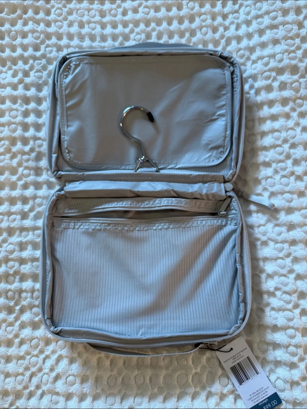 Vera Bradley Light Gray Hanging Travel Toiletry Organizer